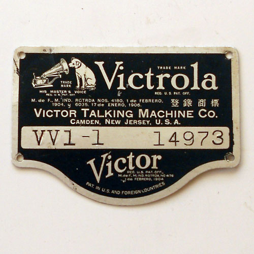Antique Plate--Victor Talking Machine Co.