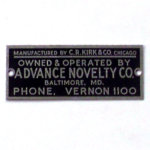 Antique Plate--Advance Novelty Co.