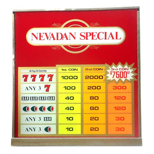Bally Top Glass--3 Coin Multiplier Navadan Special